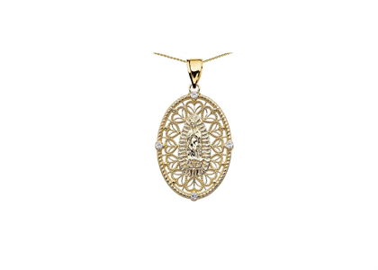 Virgin Mary Filigree Religious Pendant
